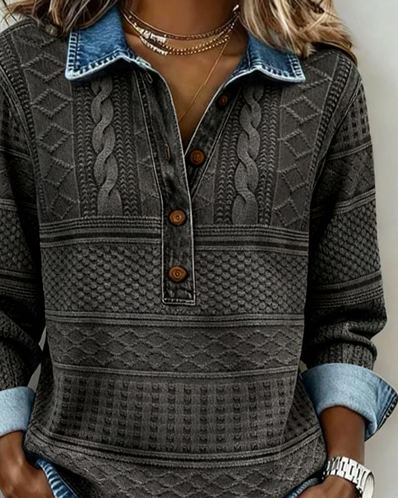 DOLORES™ |Trendy Sweatshirt with Half Button and Collar