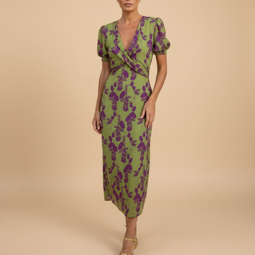 zara green dress midi The Anya Dress (Khaki) main image 1