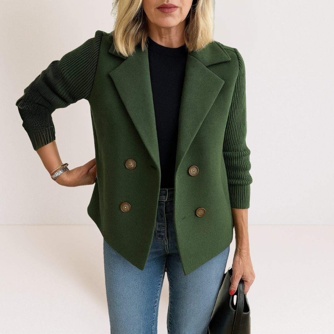 Feyrinna | Elegant Knit-sleeve Jacket