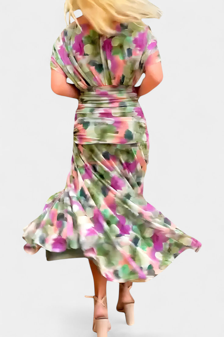NORELLE™ | Printed Floral V-Neck Maxi Dress