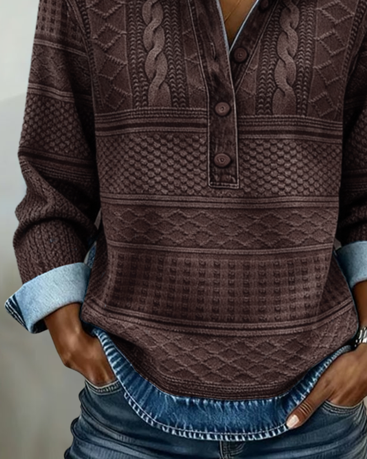 DOLORES™ |Trendy Sweatshirt with Half Button and Collar