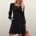ELIZA™ - Cozy Square Neck Long Sleeve Babydoll Sweater Dress