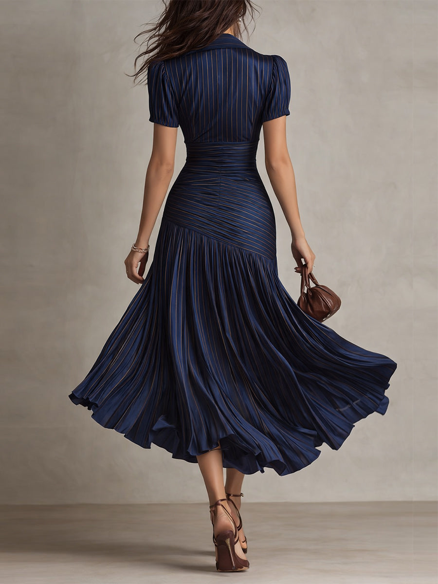LUCIA | Retro Striped Midi Dress