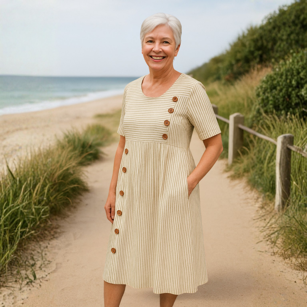 Brienne | Striped Midi Dress – Effortless Comfort, Everyday Confidence