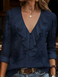 FLORA | Embroidered Floral V-Neck Blouse