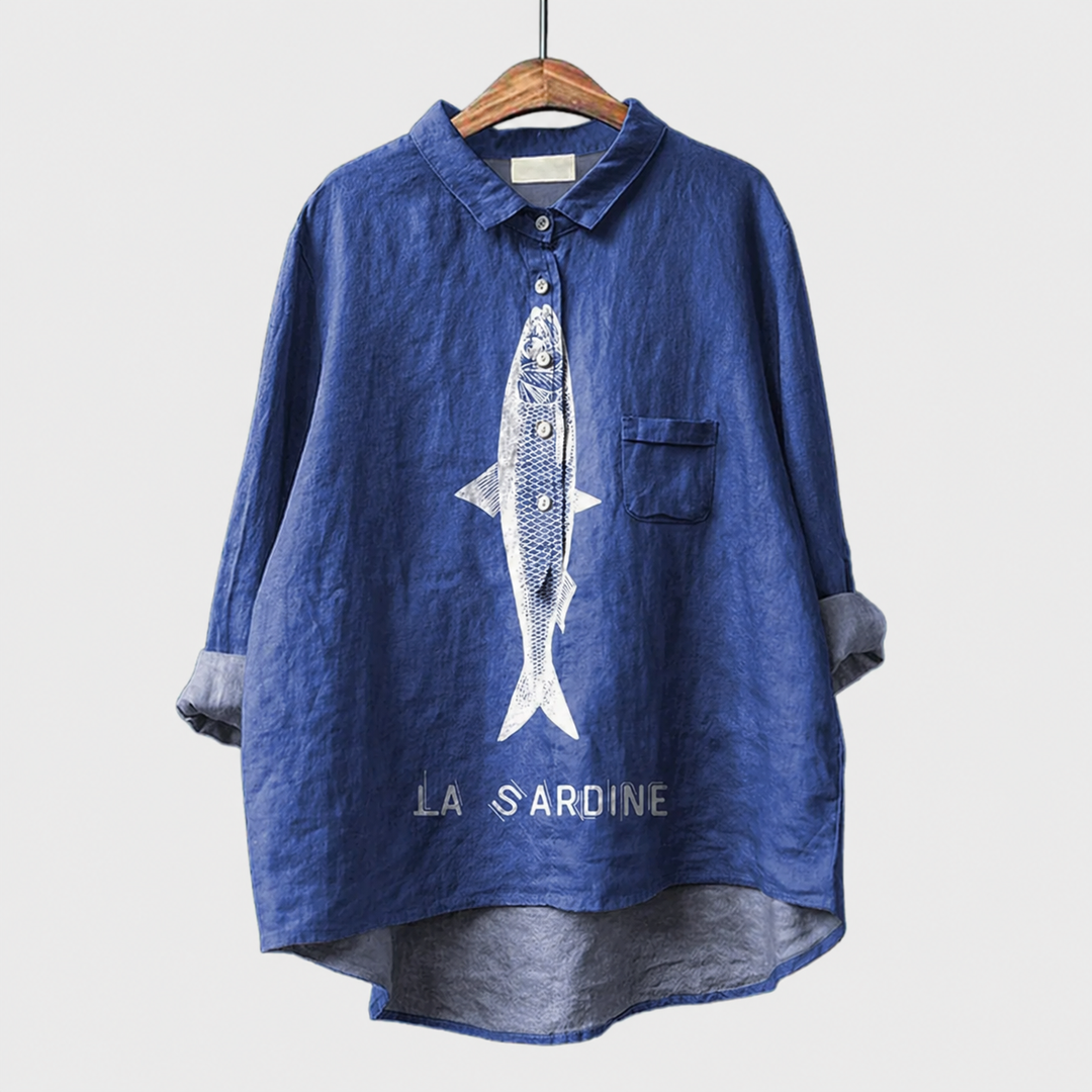 Sophie | Sardine Fish Graphic Printed Women's Casual Shirt