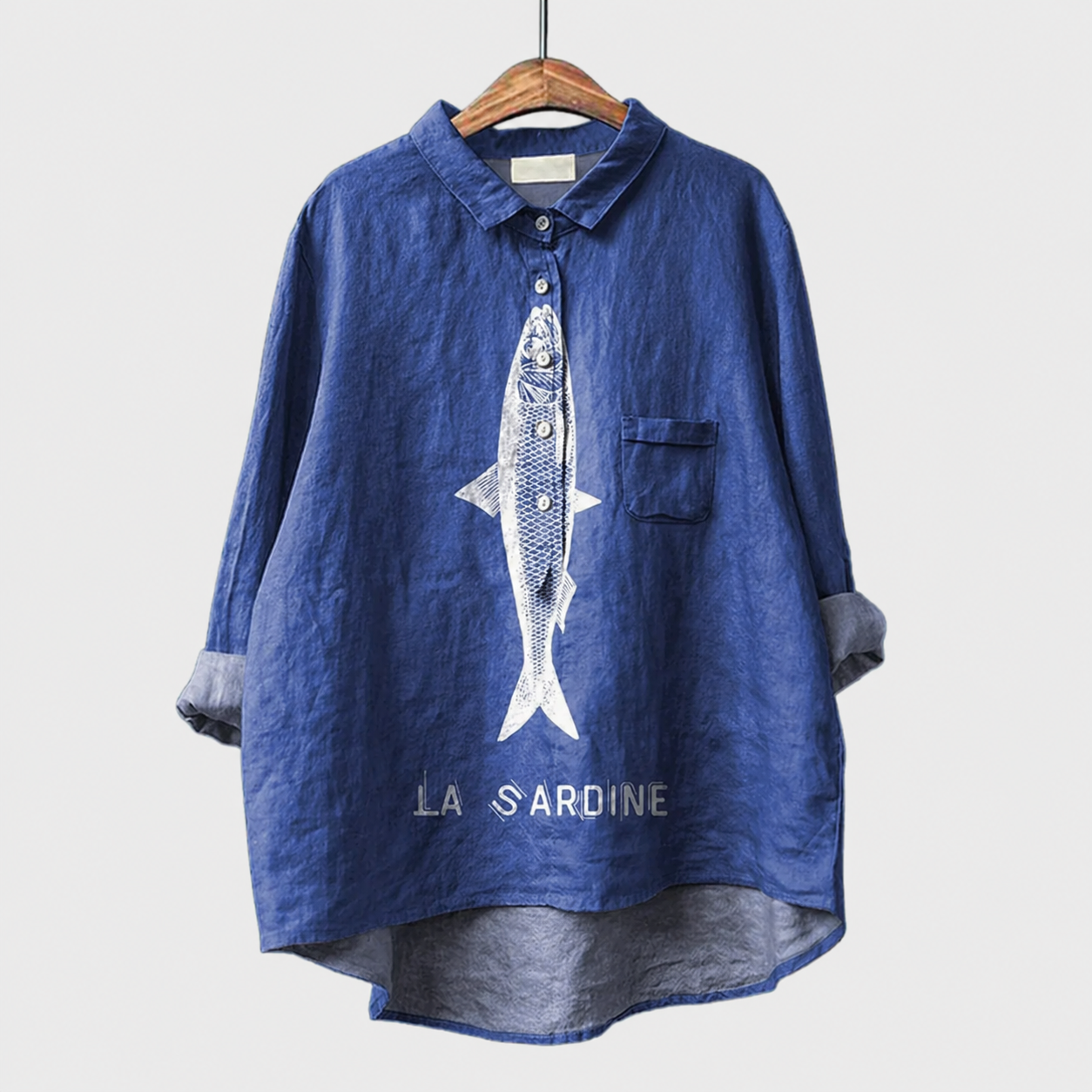 Sophie | Sardine Fish Graphic Printed Women's Casual Shirt