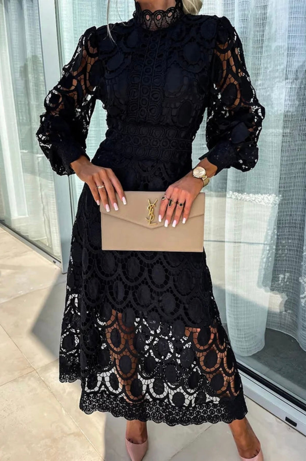 Eloah™ - Elegant Lace Midi Dress