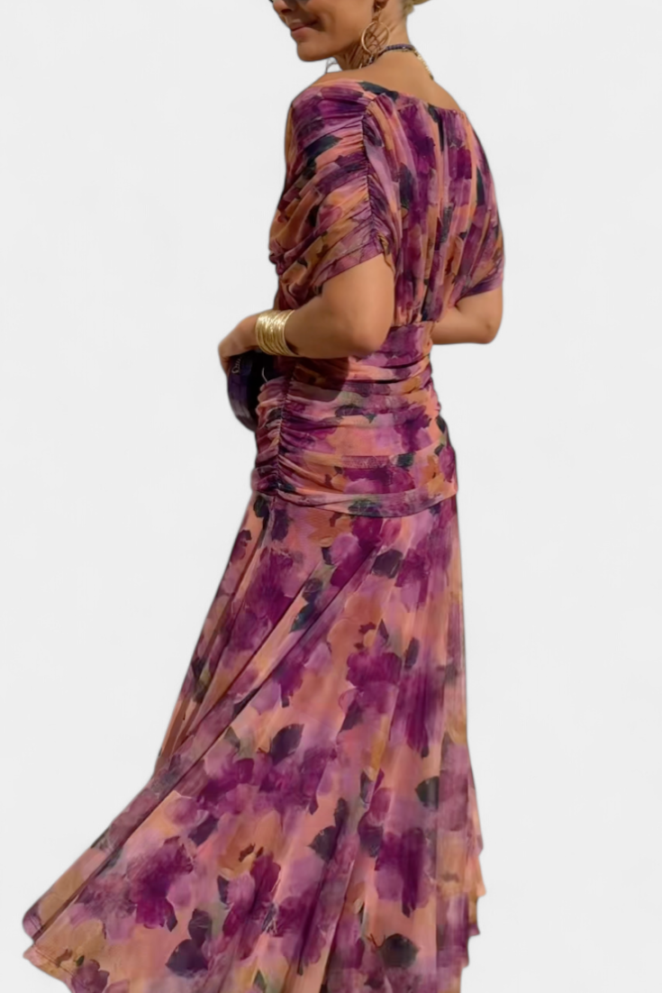 NORELLE™ | Printed Floral V-Neck Maxi Dress
