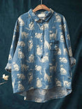 Marlowe | Women’s Minimal Cat Print Casual Shirt