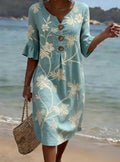 SIENNA | Women’s Everyday Floral Print Cotton & Linen Dress