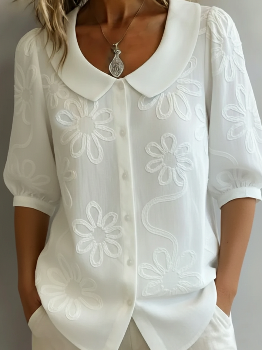 AURELIE™ — Lightweight Floral Blouse with a natural elegance