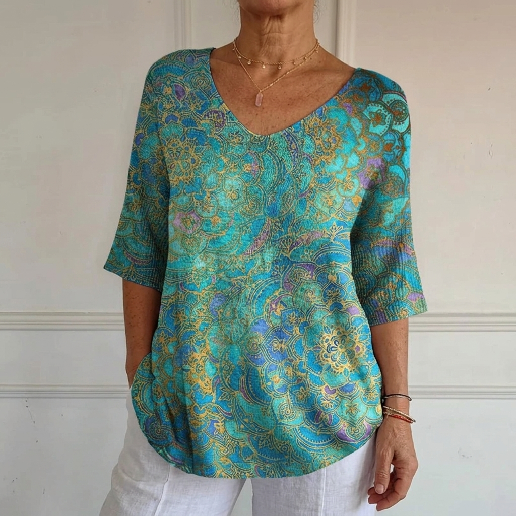 LELA™ | Women's Retro Art Print Casual Pullover Knit