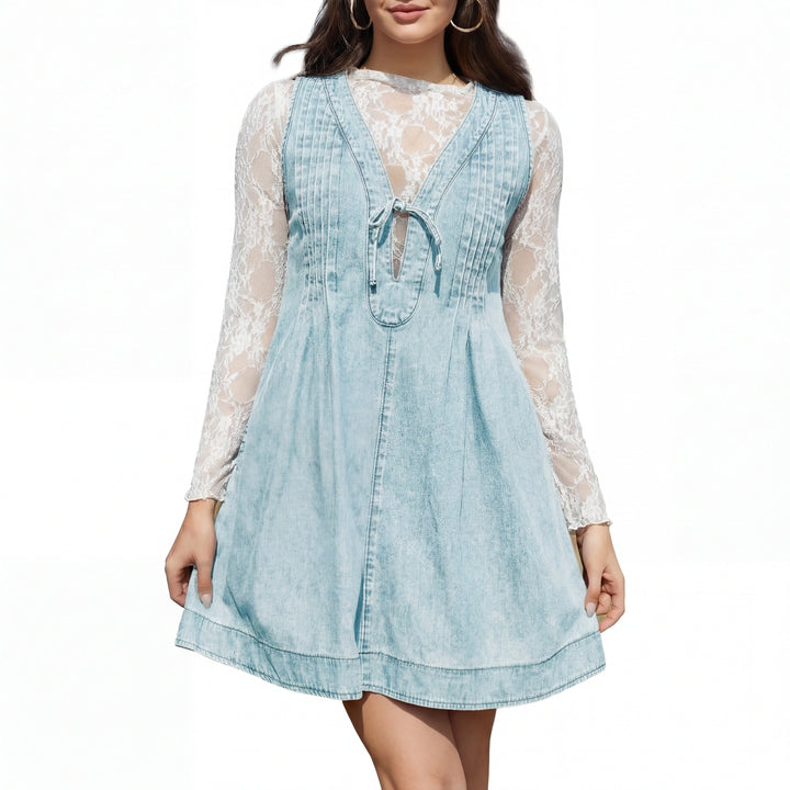 LAUREN™ – Vintage Inspired Sleeveless V Neck Mini Dress